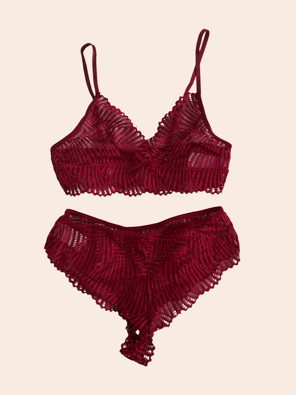 Hermionie bra and brief set in red wine