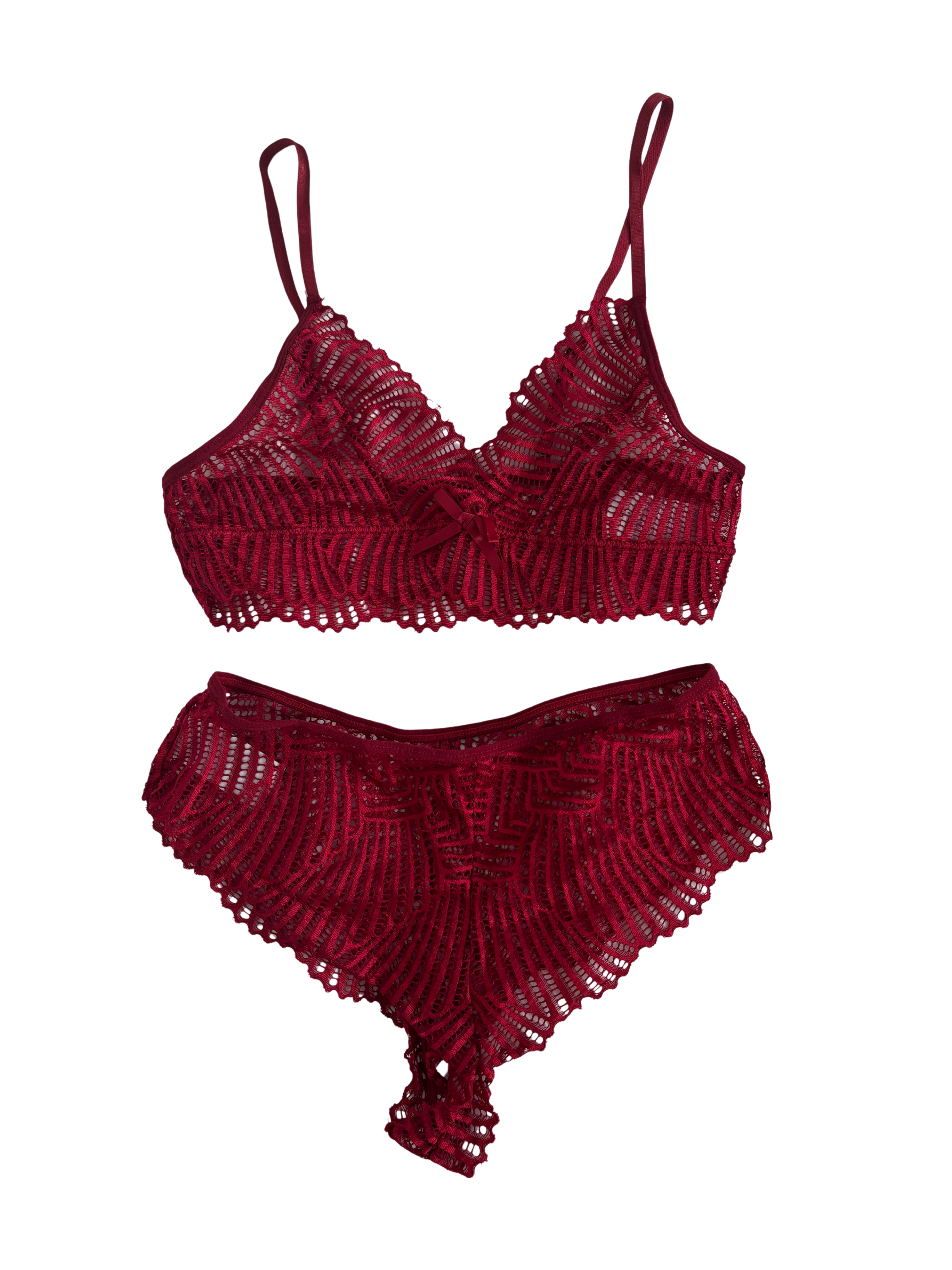 Hermionie bra and brief set in red wine