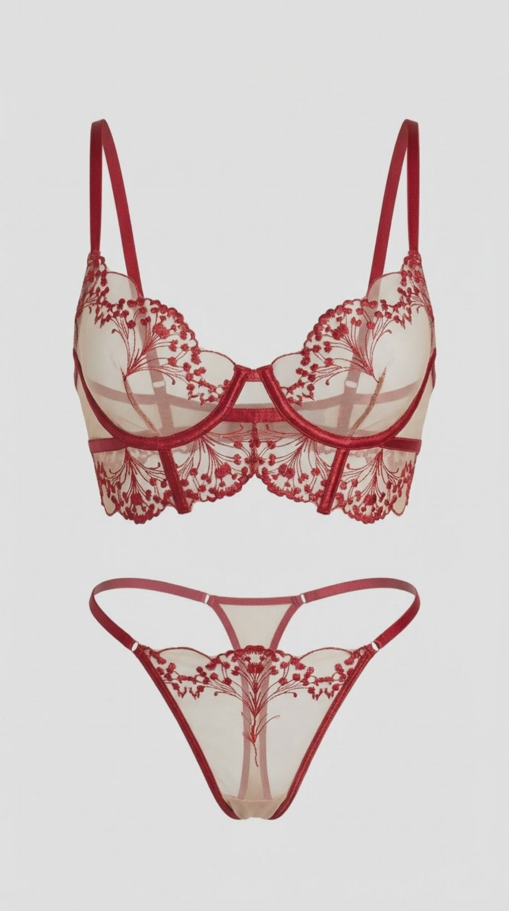 Pia Marie lingerie set in red wine